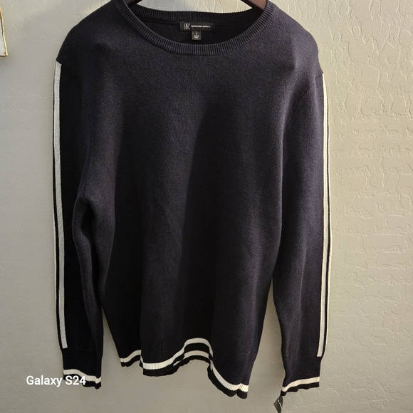 I-N-C Mens Striped Pullover Sweater, Black, NWT Size Large NEW - Picture 2 of 6